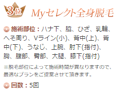 Myセレクト全身脱毛の詳細
